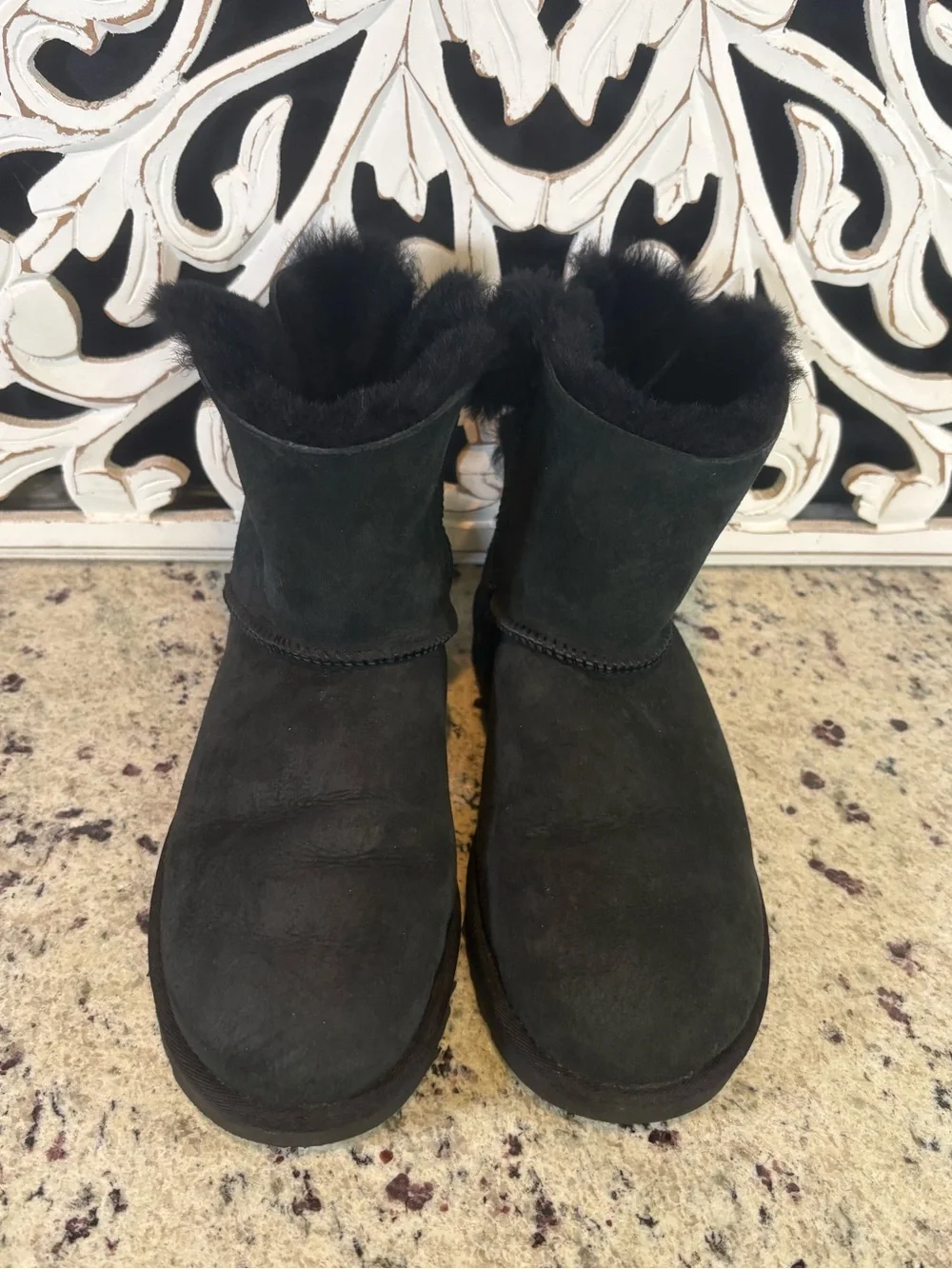 UGG Mini Bailey Bow II Black Boots Size 8